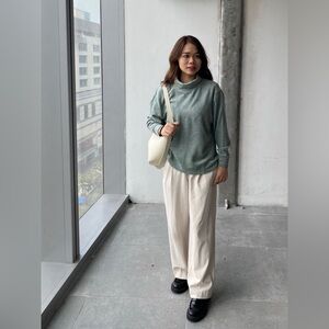 Uniqlo Soft Knitted Turtleneck Fleece Ribbed Long Sleeve | Size XL | Mint Green